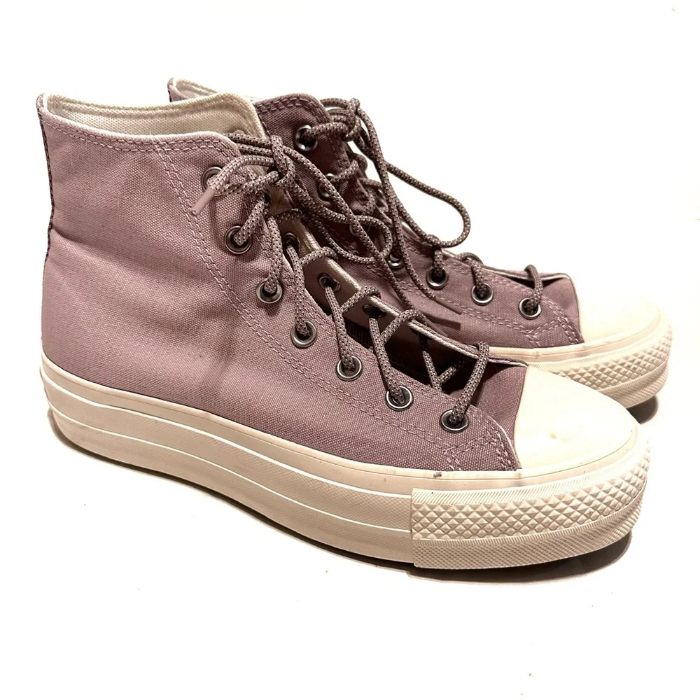 Converse CTAS Hi Lift Lucid Lilac Canvas Platform Sneakers